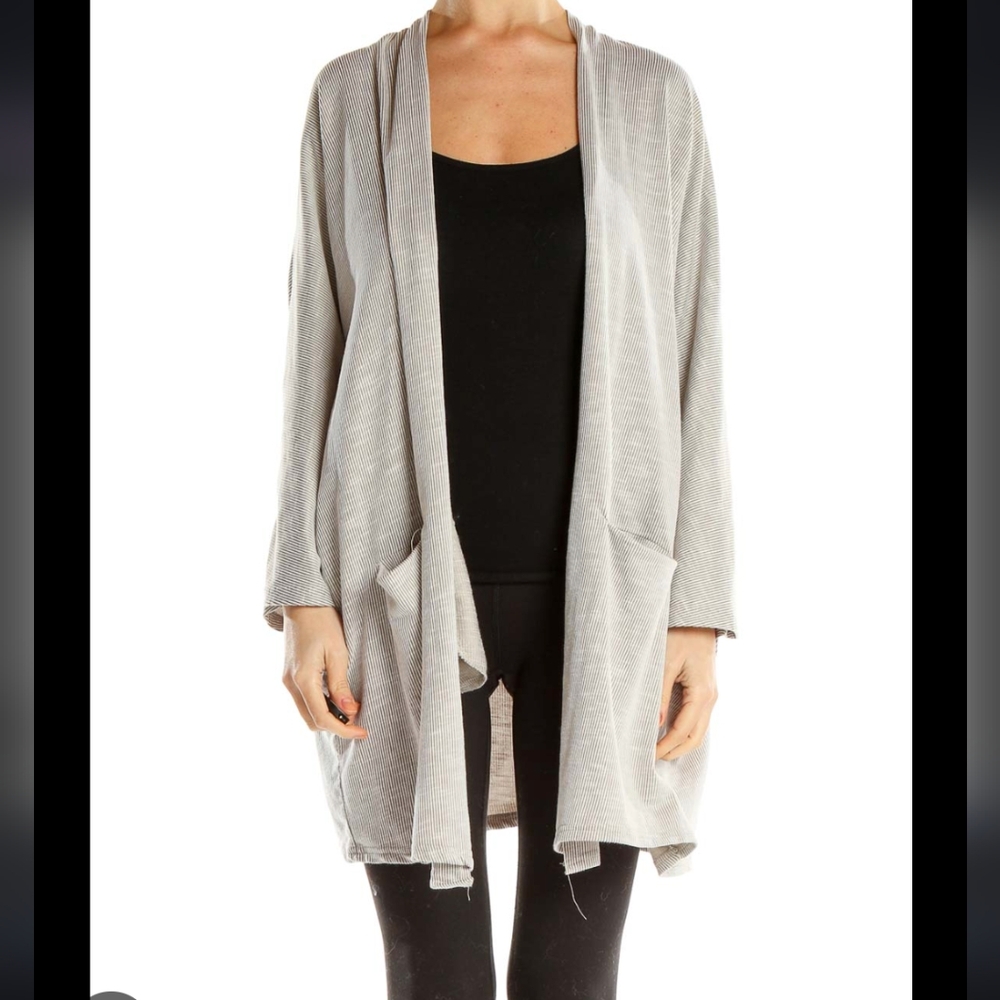 DONNI Grey Striped Cardigan
